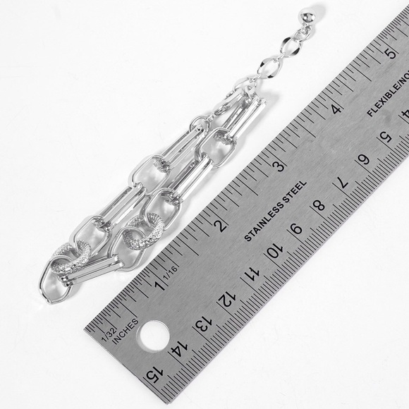 Chunky White Gold Geometric Chain Bracelet - Picture 2 of 4